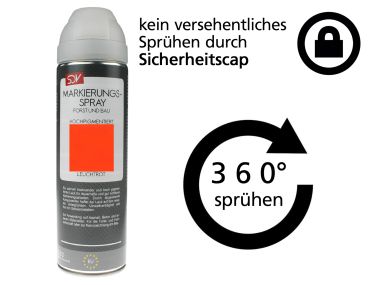 SDV marking spray 500 ml shining red (high pigmented) including safety cap (new version)