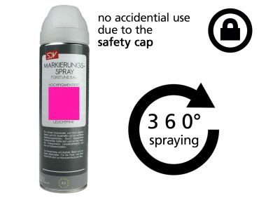 SDV marking spray 500 ml shining pink (high pigmented) including safety cap (new version)
