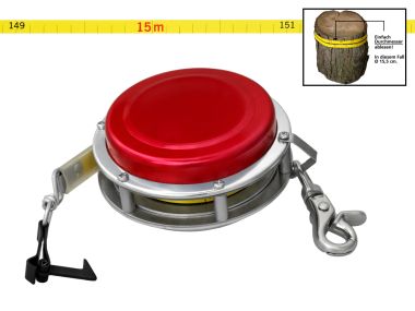 Forest tape measure Sgenspezi of about 15 metres with a folding hook for diameter measurement