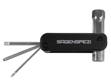 Sgenspezi multi-tool including spark plug spanner (SW16 / SW19), TX T-handle screwdriver size T27, slotted screwdriver (3.5mm/7mm)