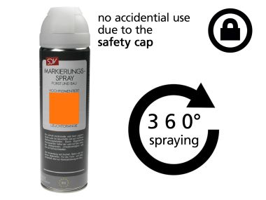 SDV marking spray 500 ml shining orange (high pigmented) including safety cap (new version)