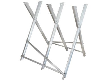 Metal sawhorse for chainsaw, foldable, galvanised for sawing firewood 