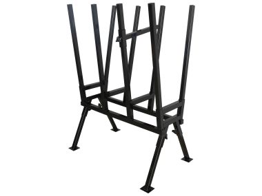 Metal sawhorse with locking bracket for heavy chainsaws for sawing firewood 